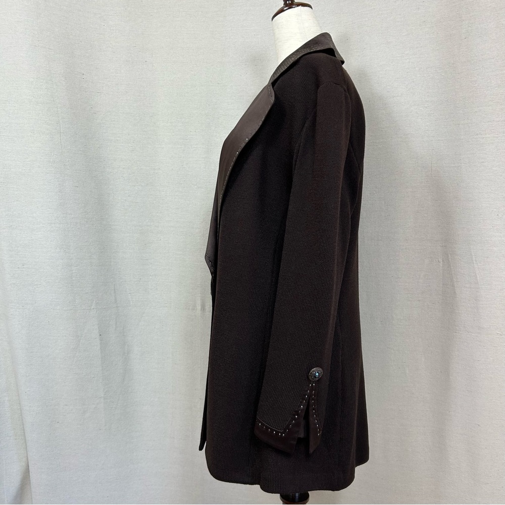 St. John Evening Classic Brown Wool Blend Knit Blazer Jacket Sz. 10 - Picture 3 of 10